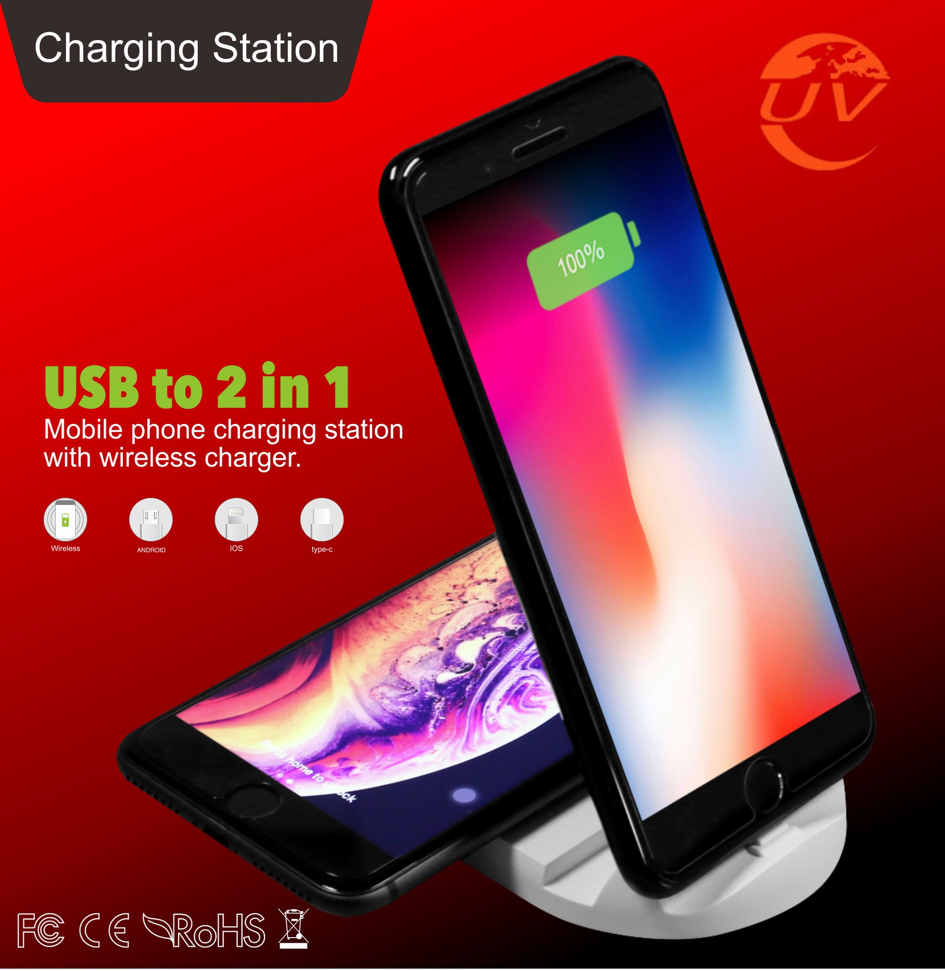 Multi-functional 2-in-1 Wireless Charging Stand